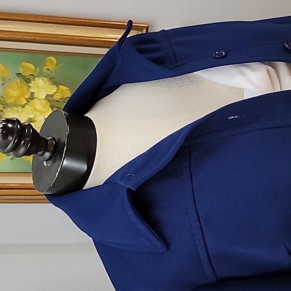 Vintage navy blue polyester shacket size small - Picture 2 of 14